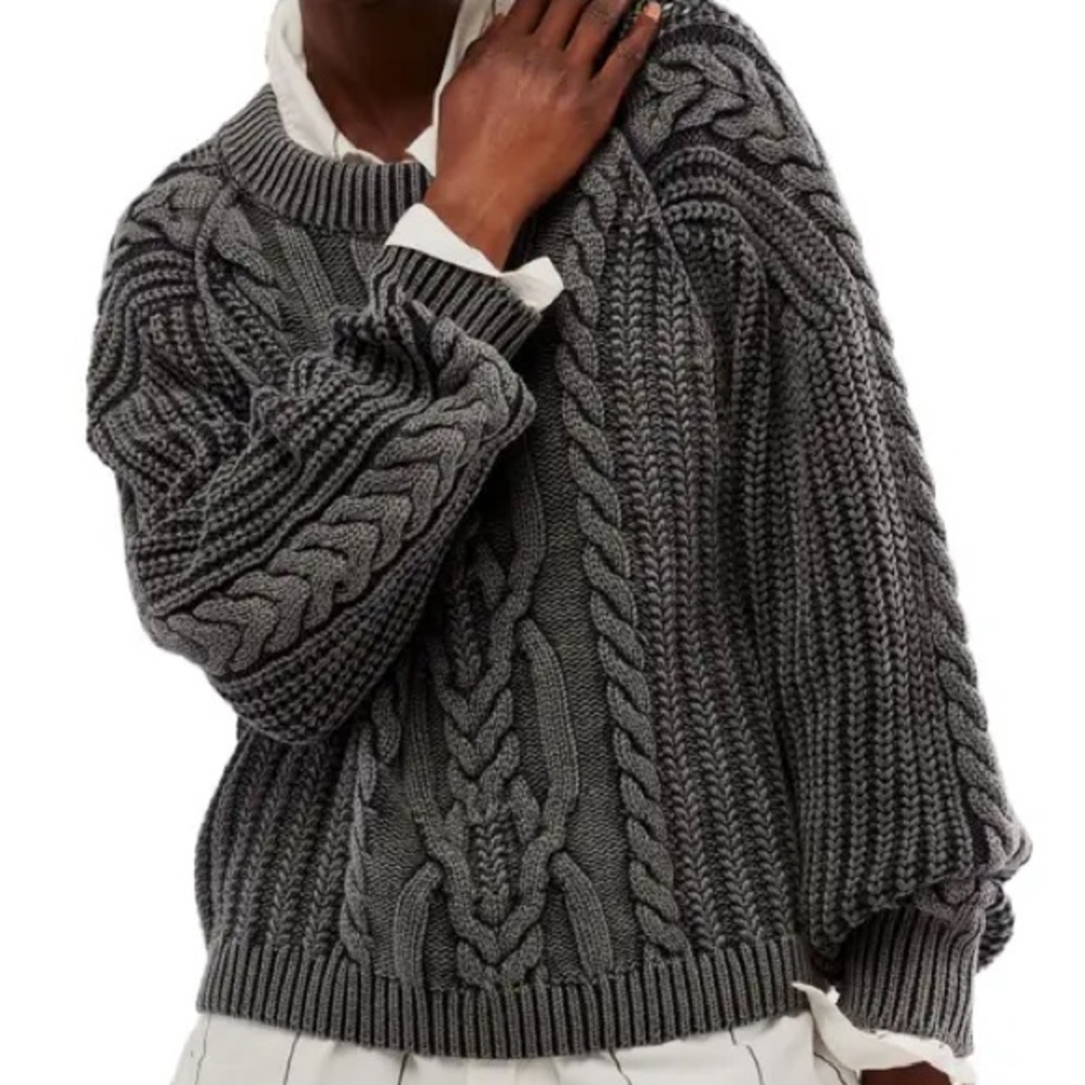 Free People Frankie Cotton Cable Crew, size XL